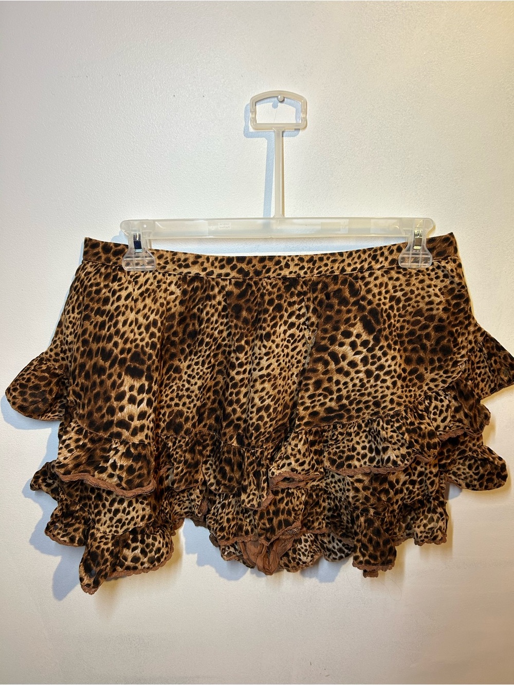 aerie Leopard Print Ruffle Mini Skort - Brown